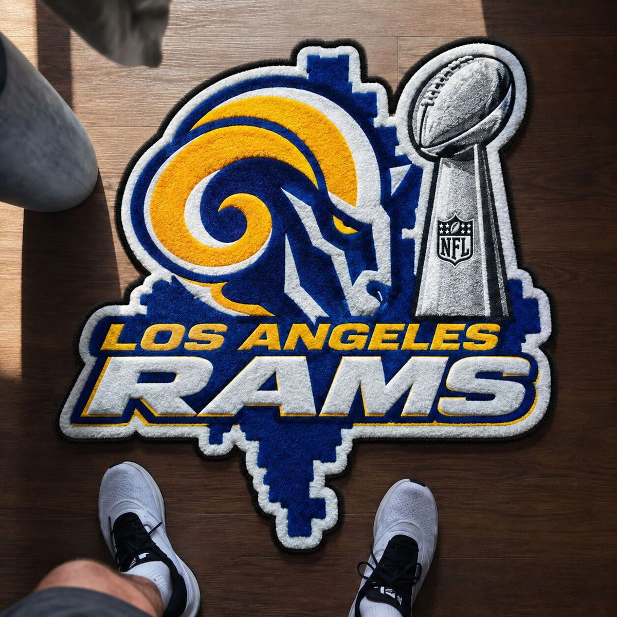 All Football Teams Logo Trophy City Map Football Fan Custom Shape Rug Print Premium Welcome Mat Washable Black Border Personalized Football Custom Shape Rug