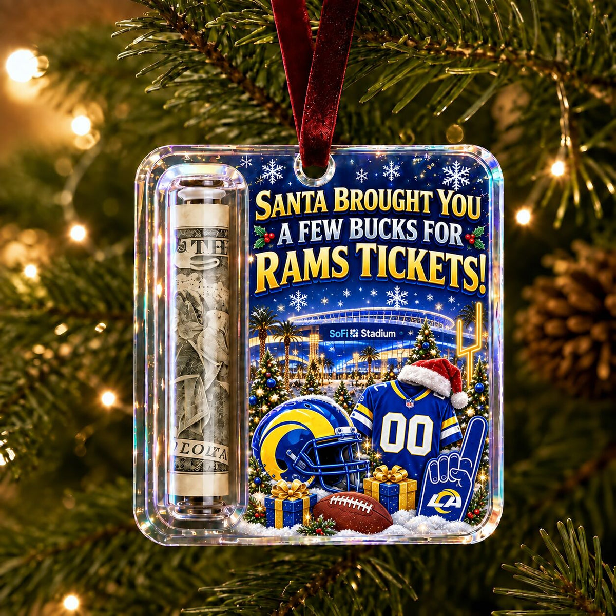 All Football Teams Football Stadium Christmas Money Holder Glass Ornament - 5to9vibe
