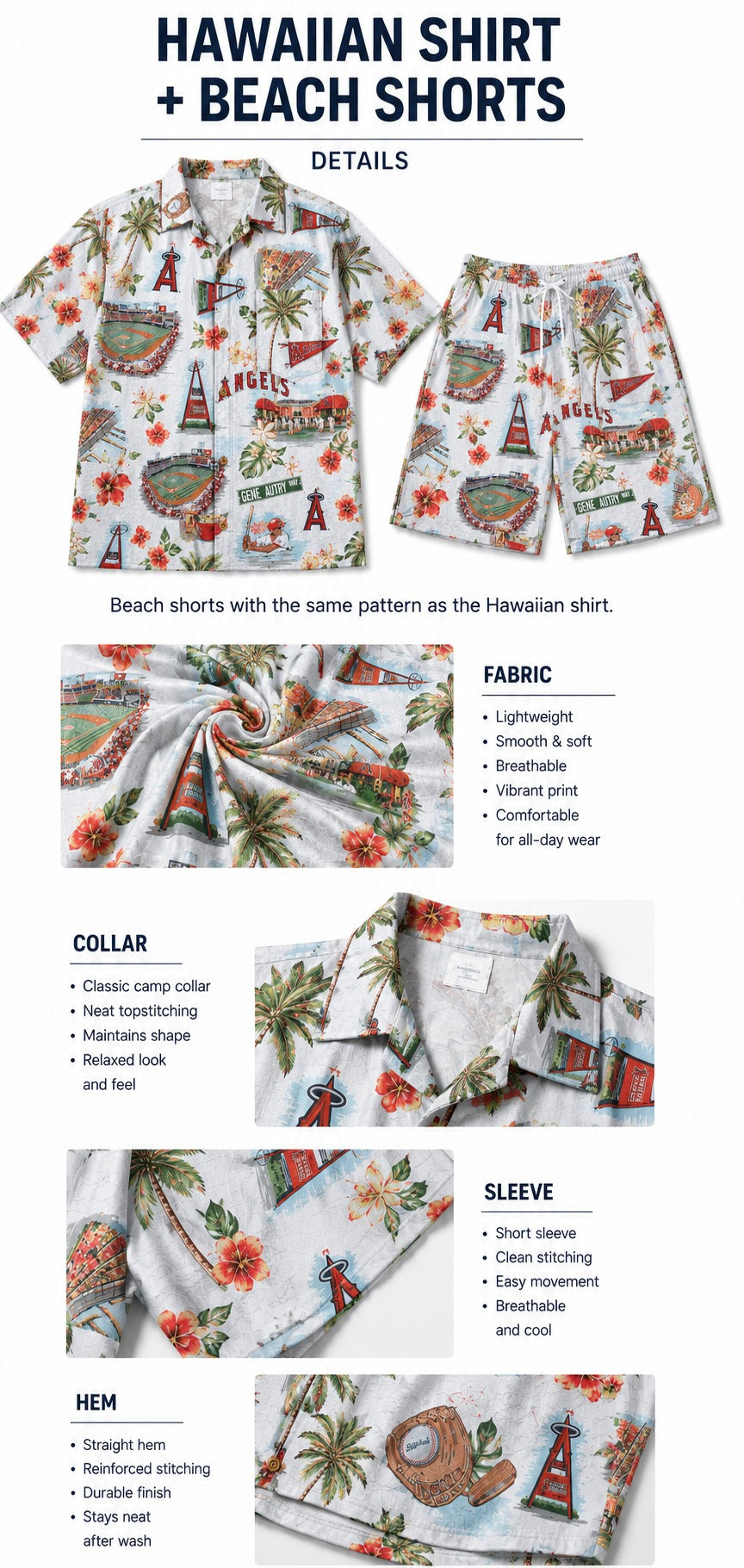CC Baseball Teams Scenic Pattern Button-Up Unisex Hawaiian Shirt For Men and Women