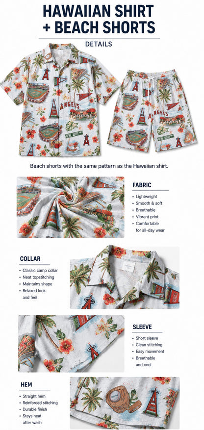 CC Baseball Teams Scenic Pattern Button-Up Unisex Hawaiian Shirt For Men and Women