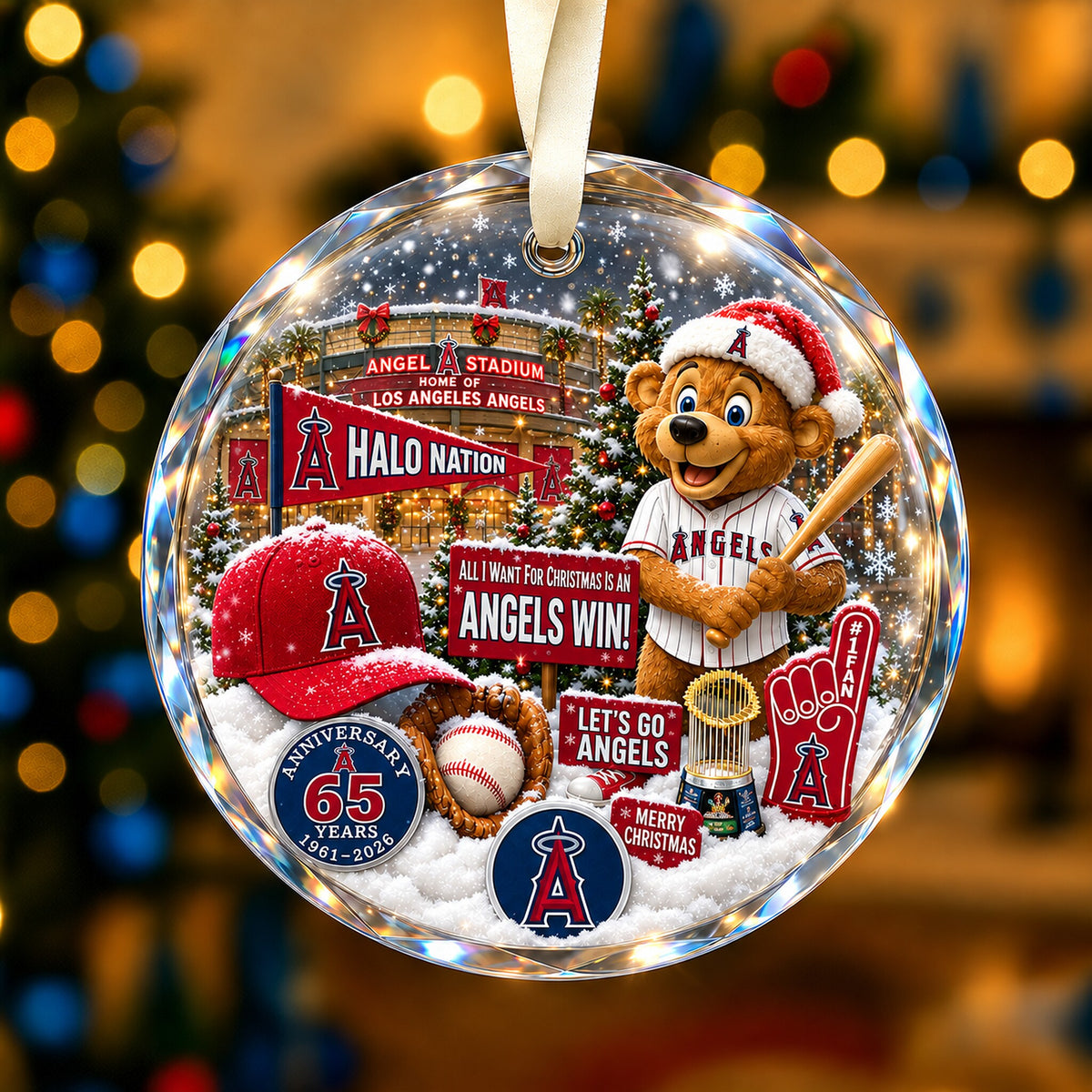 All Baseball Teams Christmas Snow Vibe Round Glass Ornament  With Red Gift Box | 5to9vibe