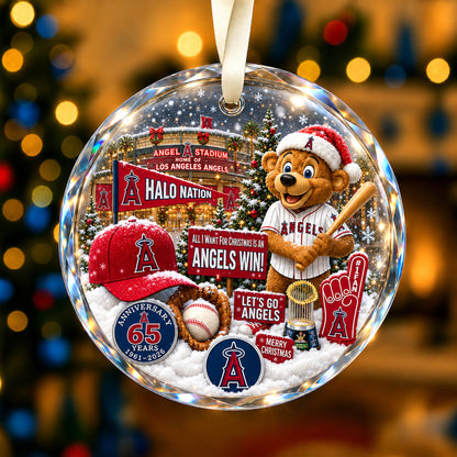 All Baseball Teams Christmas Snow Vibe Round Glass Ornament  With Red Gift Box | 5to9vibe