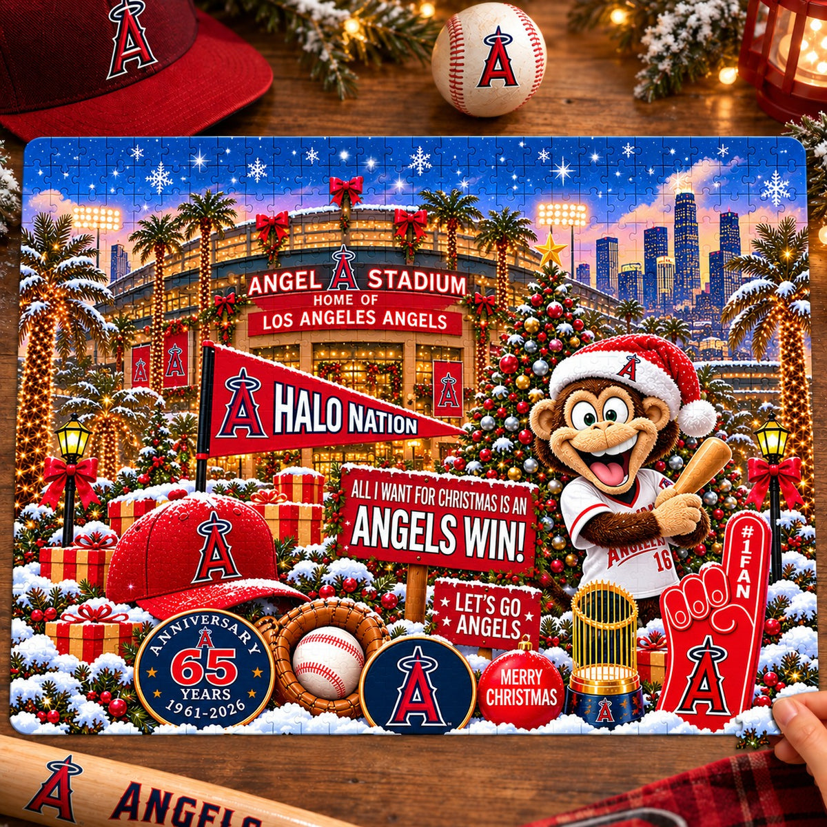 All Baseball Teams Baseball Stadium Personalized  Christmas Jigsaw Puzzle – Choose Your Team, 500 Pieces