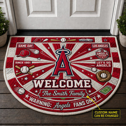 Official-Inspired Baseball Fan Custom Quilted Print Premium Welcome Mat Washable Black Border – Personalized Baseball Doormat