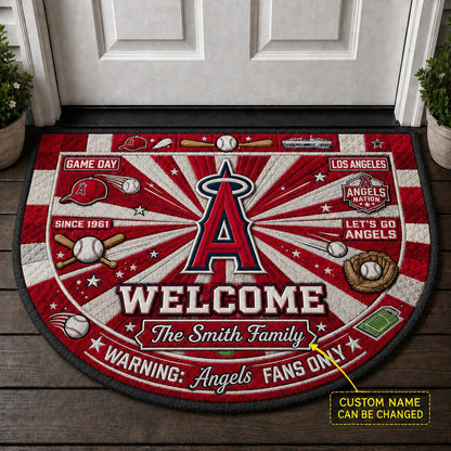 Official-Inspired Baseball Fan Custom Quilted Print Premium Welcome Mat Washable Black Border – Personalized Baseball Doormat