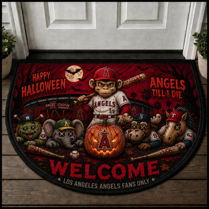 Baseball Halloween All Teams Custom Quilted Print Premium Welcome Mat – Personalized Baseball Doormat
