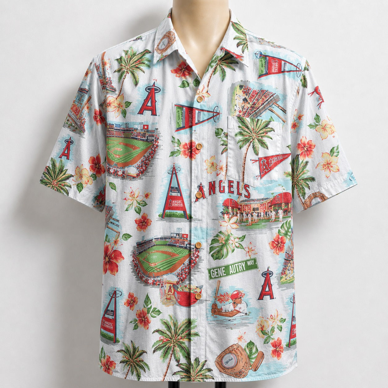 CC Baseball Teams Scenic Pattern Button-Up Unisex Hawaiian Shirt For Men and Women