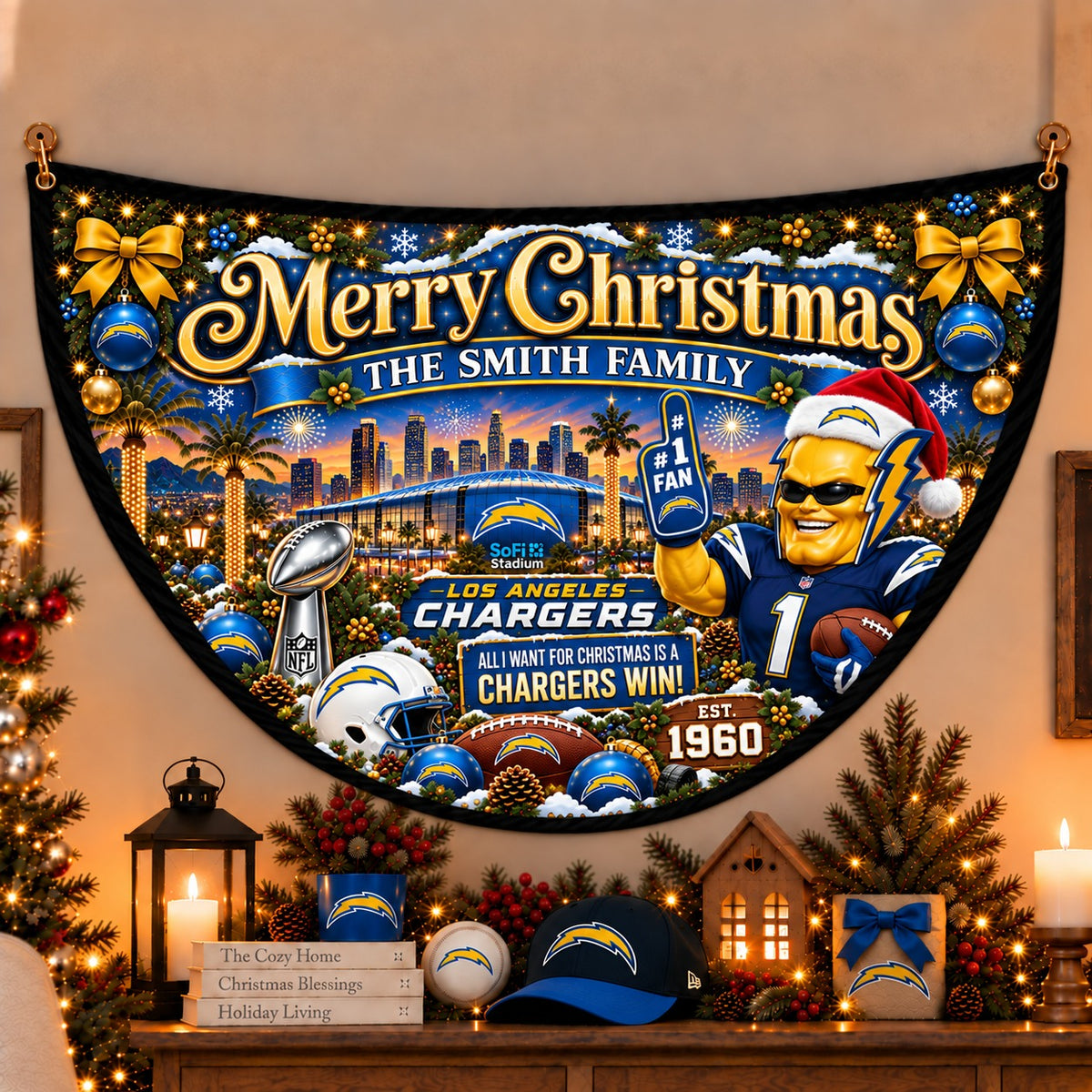 All Football Teams Personalized Christmas Night Bunting Flag - 5to9vibe