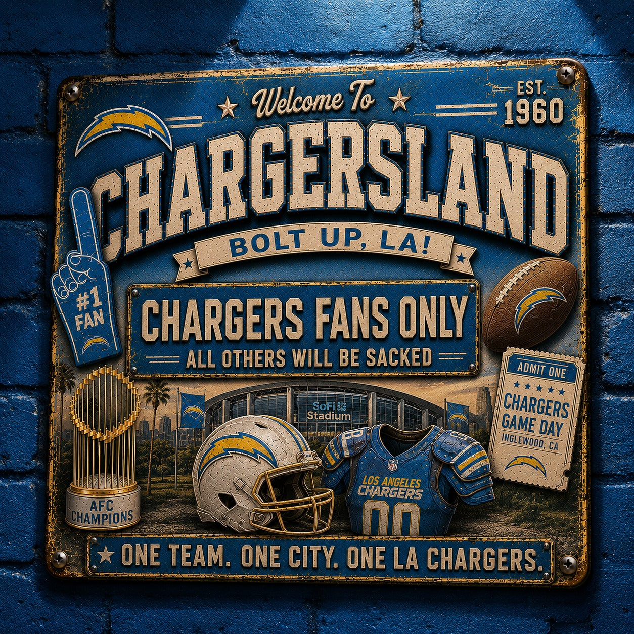 All Football Fans Teams Rustic Only Vintage Metal Sign - 5to9vibe