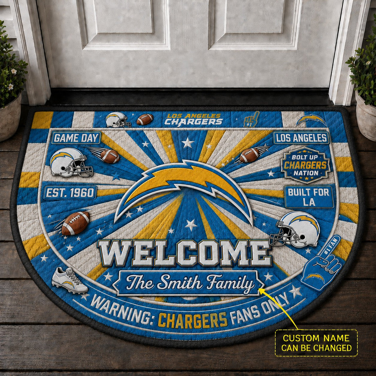 Official-Inspired Football Fan Custom Premium Welcome Mat – Personalized Doormat