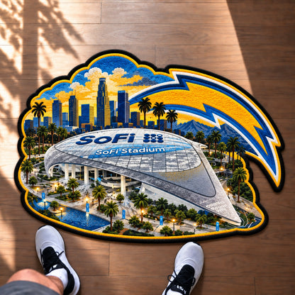 All Football Teams Logo Stadium Area Baseball Fan Custom Shape Rug Print Premium Welcome Mat Washable Black Border Personalized Football Custom Shape Rug