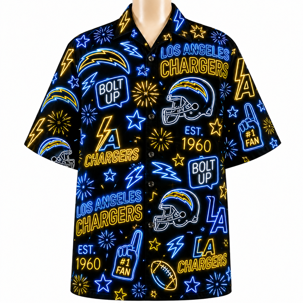 All Football Teams Neon Vibe Summer Button-Up Unisex Hawaiian Shirt For Men and Women