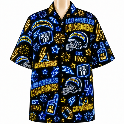 All Football Teams Neon Vibe Summer Button-Up Unisex Hawaiian Shirt For Men and Women