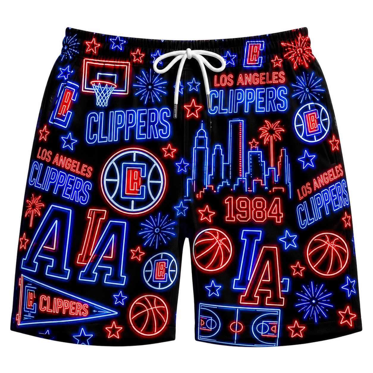 All Basketball Teams Neon Pattern Vibe Summer Party Button-Up Unisex Hawaiian Shirt For Men and Women