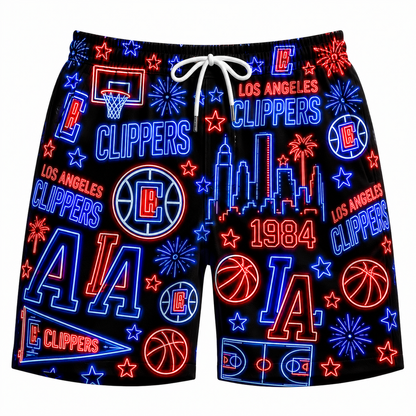 All Basketball Teams Neon Pattern Vibe Summer Party Button-Up Unisex Hawaiian Shirt For Men and Women