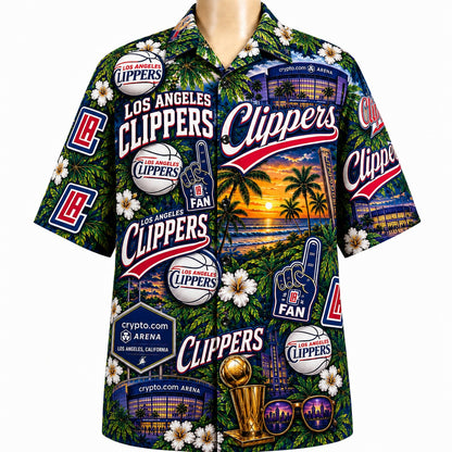 All Basketball Teams Tropical Sunset Paradise Pattern Vibe Summer Party Button-Up Unisex Hawaiian Shirt For Men and Women