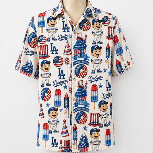 LAD Baseball Team 4th July 250 Years Anniversary America Premium Unisex Hawaiian Shirt For Men and Women