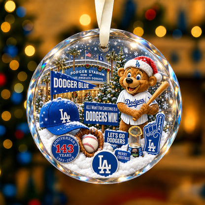 All Baseball Teams Christmas Snow Vibe Round Glass Ornament  With Red Gift Box | 5to9vibe