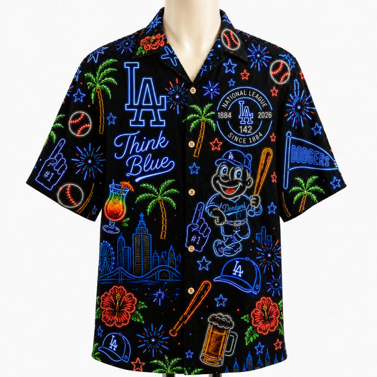 All Baseball Teams Neon Pattern Anniversary Summer Vibe Party Cocktail Beer Button-Up Unisex Hawaiian Shirt For Men and Women-Hawaiian Shirt-5TO9VIBE