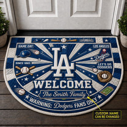 Official-Inspired Baseball Fan Custom Quilted Print Premium Welcome Mat Washable Black Border – Personalized Baseball Doormat