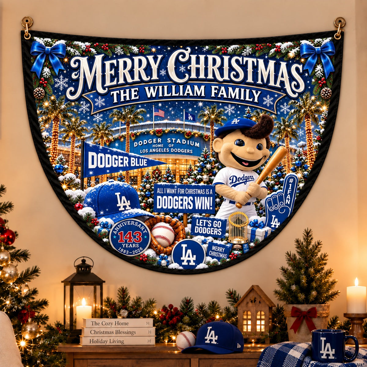 All Baseball Teams Personalized Christmas Night Bunting Flag - 5to9vibe