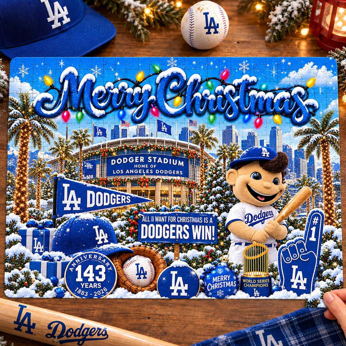 All Baseball Teams Baseball Stadium Personalized  Christmas Jigsaw Puzzle – Choose Your Team, 500 Pieces