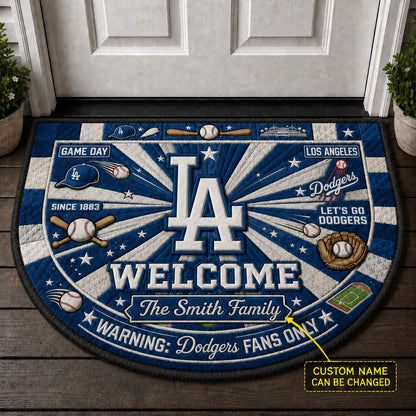 Official-Inspired Baseball Fan Custom Quilted Print Premium Welcome Mat Washable Black Border – Personalized Baseball Doormat