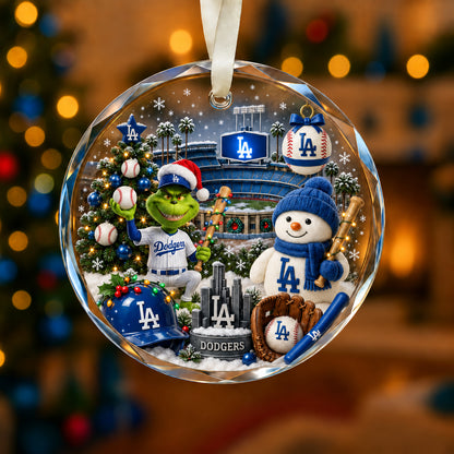 Adorno de vidrio de béisbol, 3 unidades con caja de regalo, equipo de béisbol de Navidad - Adorno de vidrio