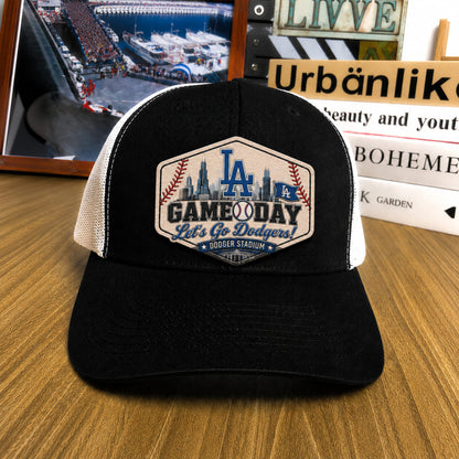 All Teams Baseball Logo Game Day Leather Patch Premium Mesh Snap Back Cap | Trucker Cap