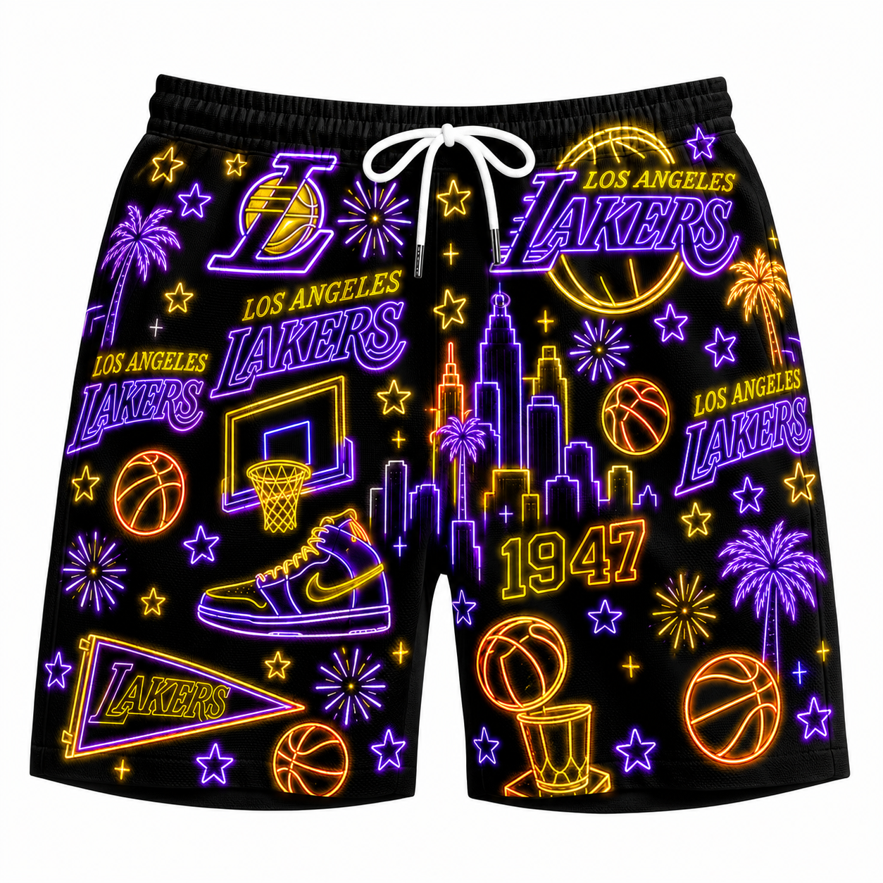 All Basketball Teams Neon Pattern Vibe Summer Party Button-Up Unisex Hawaiian Shirt For Men and Women