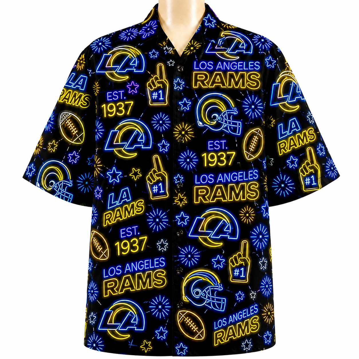 All Football Teams Neon Vibe Summer Button-Up Unisex Hawaiian Shirt For Men and Women