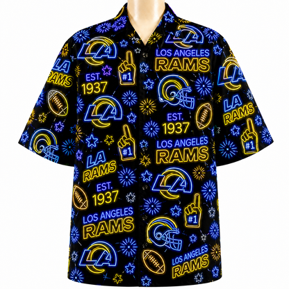 All Football Teams Neon Vibe Summer Button-Up Unisex Hawaiian Shirt For Men and Women
