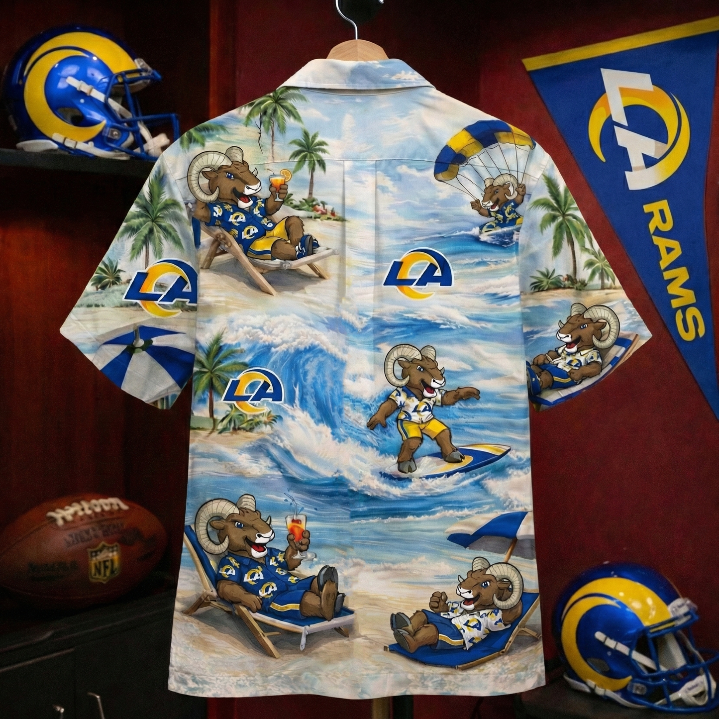 Camisa Hawaiana Unisex LAR Football Mascot Beach Viber Para Hombres y Mujeres