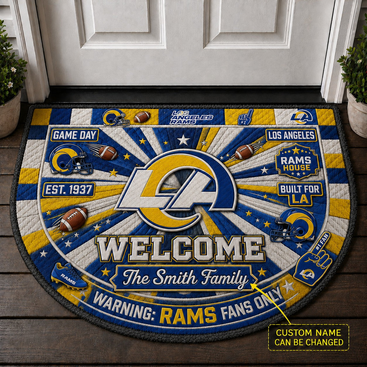 Official-Inspired Football Fan Custom Premium Welcome Mat – Personalized Doormat