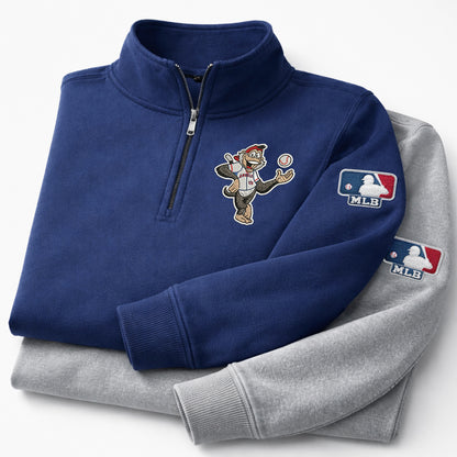 Mascots Baseball Team Embroidered Logo Premium Quarter Zip Sweatshirt, Inspired Quarter Zip Sweater, Unisex Baseball Sweatshirt