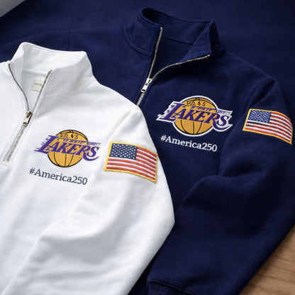 Football Logo America 250 Anniversary Embroidered Logo Premium Quarter Zip Sweatshirt, Inspired Quarter Zip Sweater