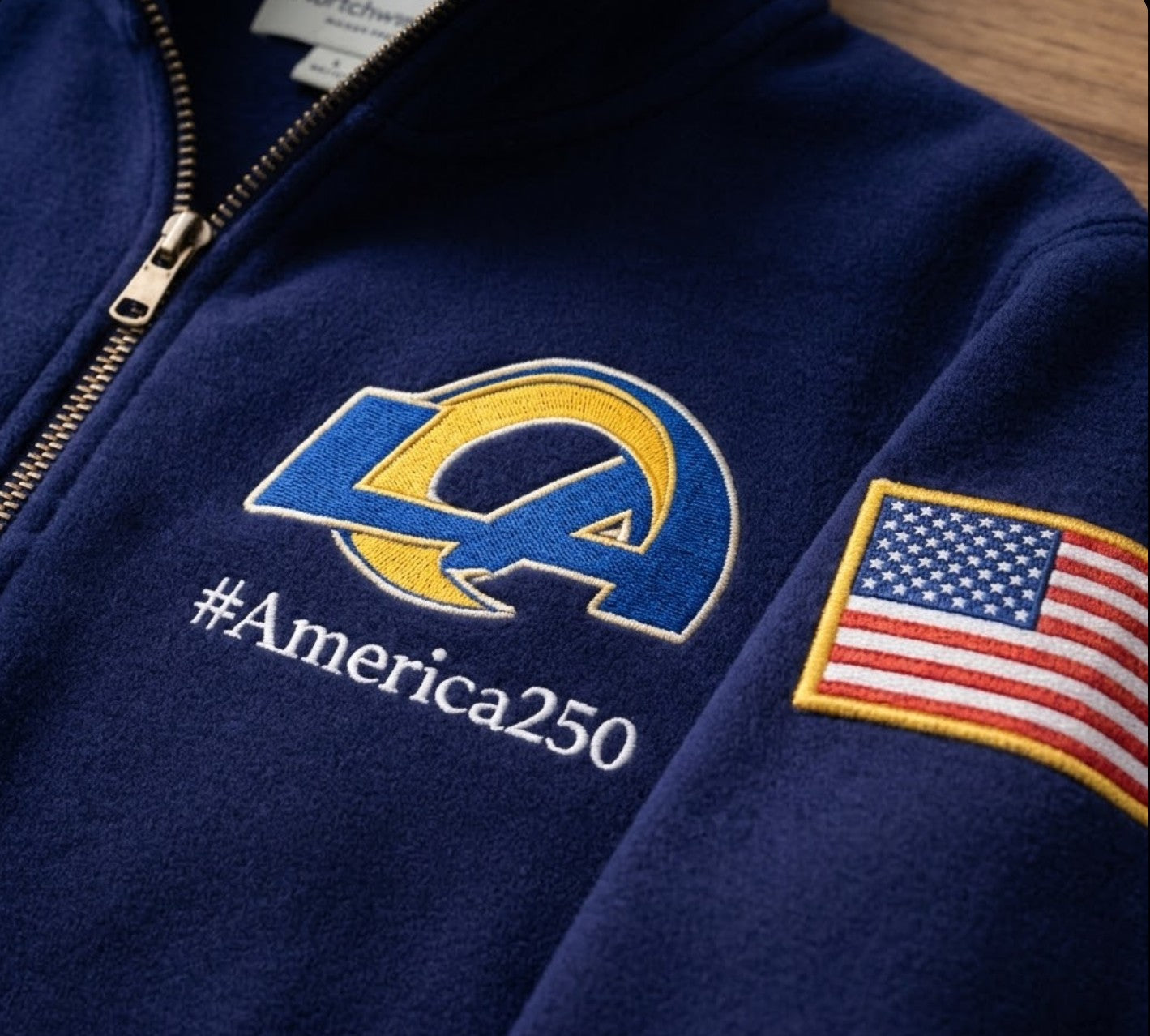 Football Logo America 250 Anniversary Embroidered Logo Premium Quarter Zip Sweatshirt, Inspired Quarter Zip Sweater
