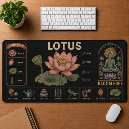 Botanical Garden Hippie Desk Mat Mouse Pad | 5To9Vibe - Lotus style
