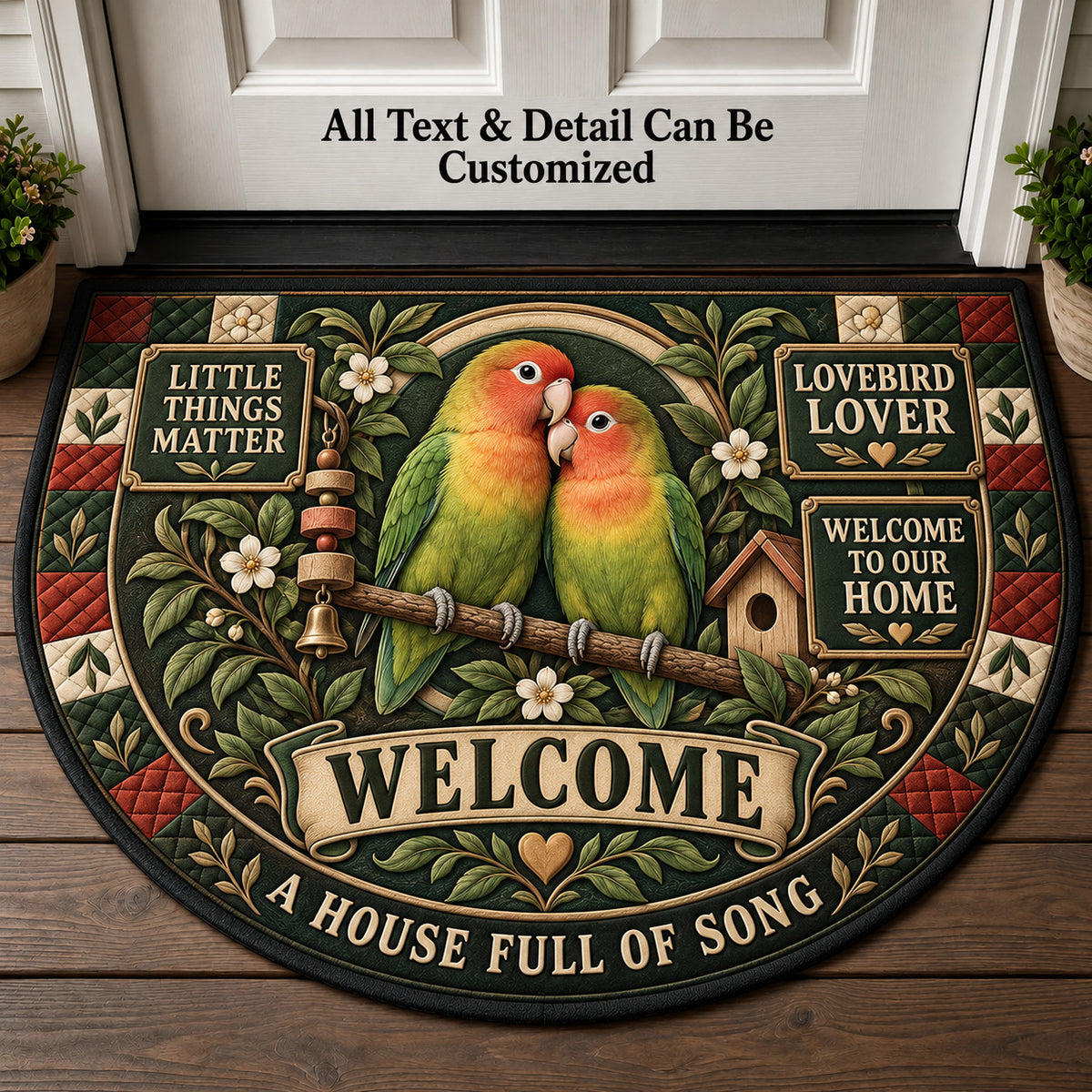 Lovebird Lover Personalized Half Round Mat | 5To9Vibe