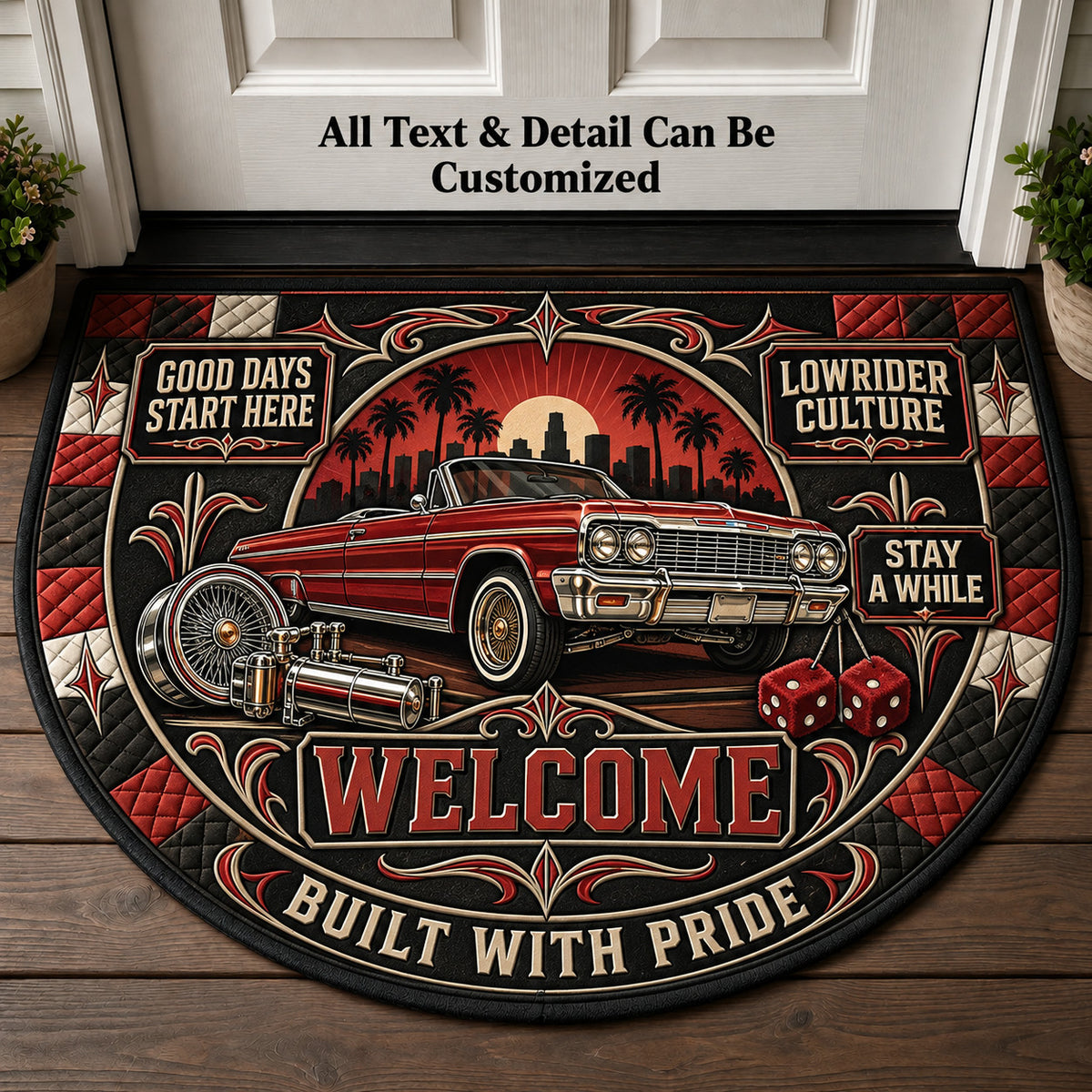 Lowrider Culture Personalized Half Round Mat | 5To9Vibe