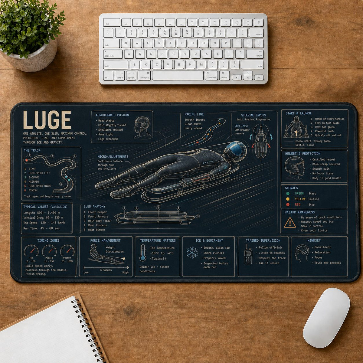 Luge Sports Visual Guide Desk Mat | 5To9Vibe