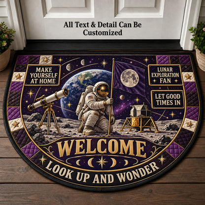 Lunar Exploration Fan Personalized Half Round Mat | 5To9Vibe