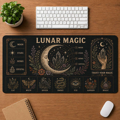 Lunar Magic Hippie Desk Mat Mouse Pad | 5To9Vibe - Lunar Magic style