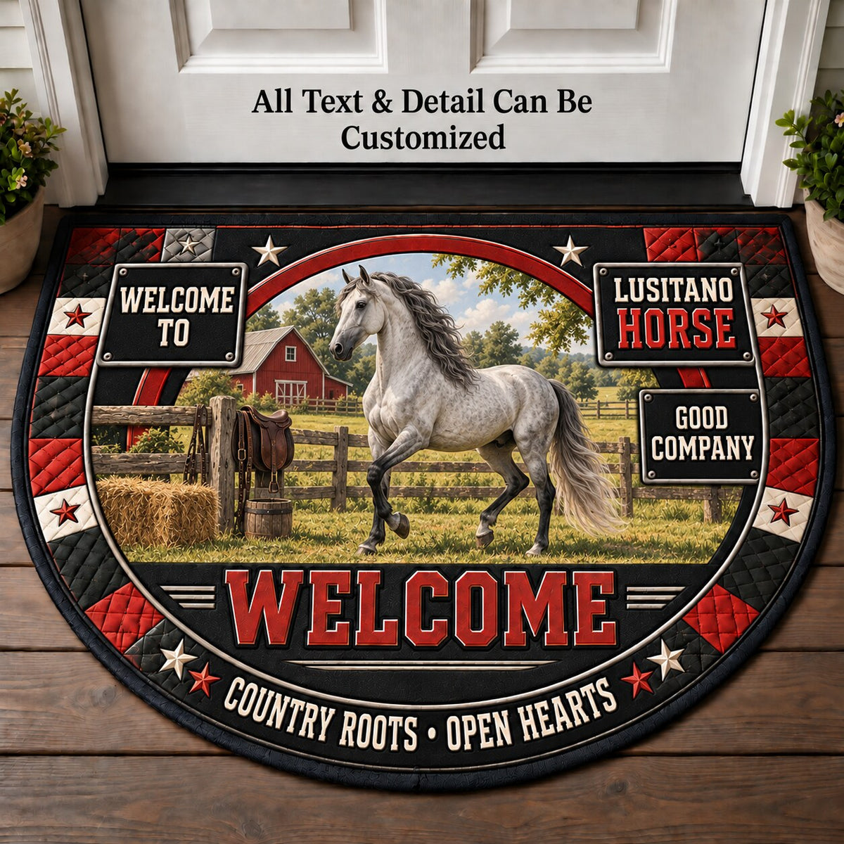 Lusitano Horse Personalized Half Round Mat | 5To9Vibe