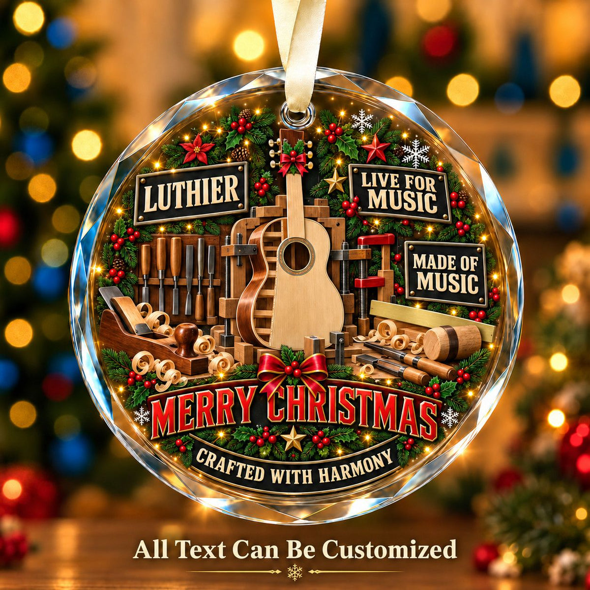 Luthier Personalized Glass Ornament | 5To9Vibe