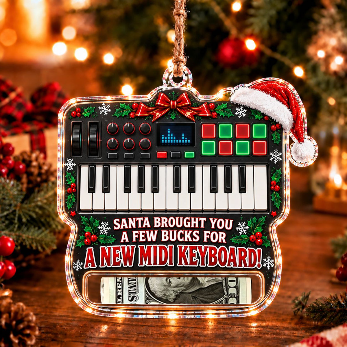 MIDI Keyboard Christmas money holder ornament