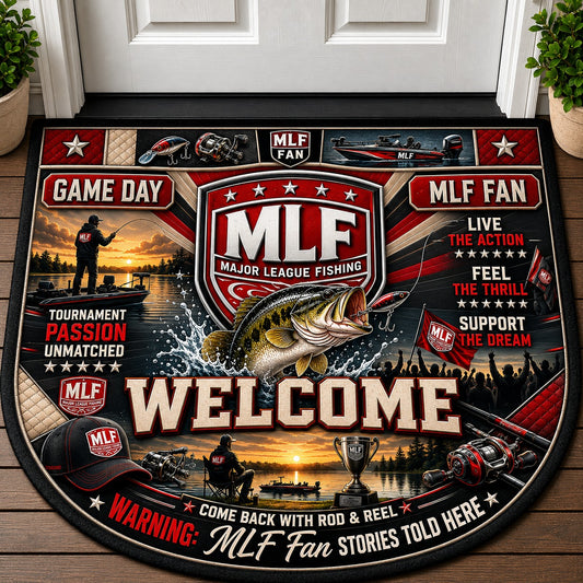 MLF Fishing Fan Stories Quilted Print Premium Welcome Mat – Personalized Doormat