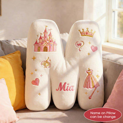 Dino and Princess Pillow Custom Name Gift  For Girls, Boys Irregular-Shaped Pillow Custom