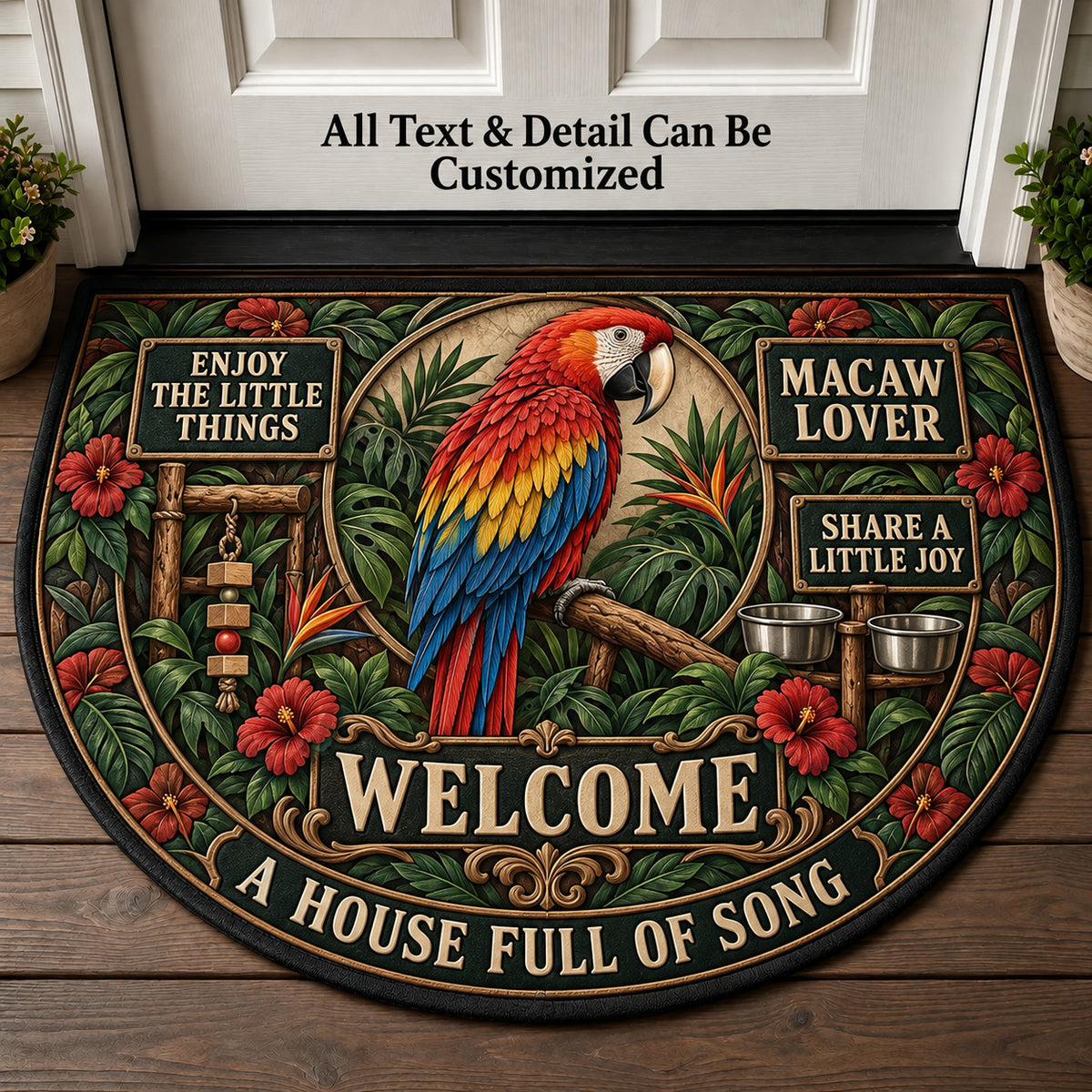 Macaw Lover Personalized Half Round Mat | 5To9Vibe