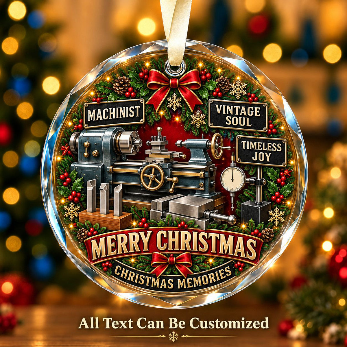 Machinist Personalized Glass Ornament | 5To9Vibe